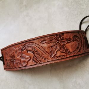 New handmade carved leather cuff bracelet